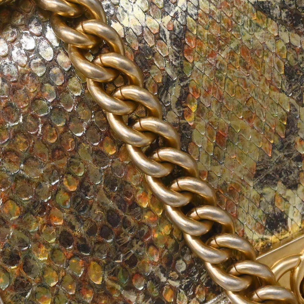 Boy Chanel 2017 * Gold Python Medium Shoulder Bag - Image 11