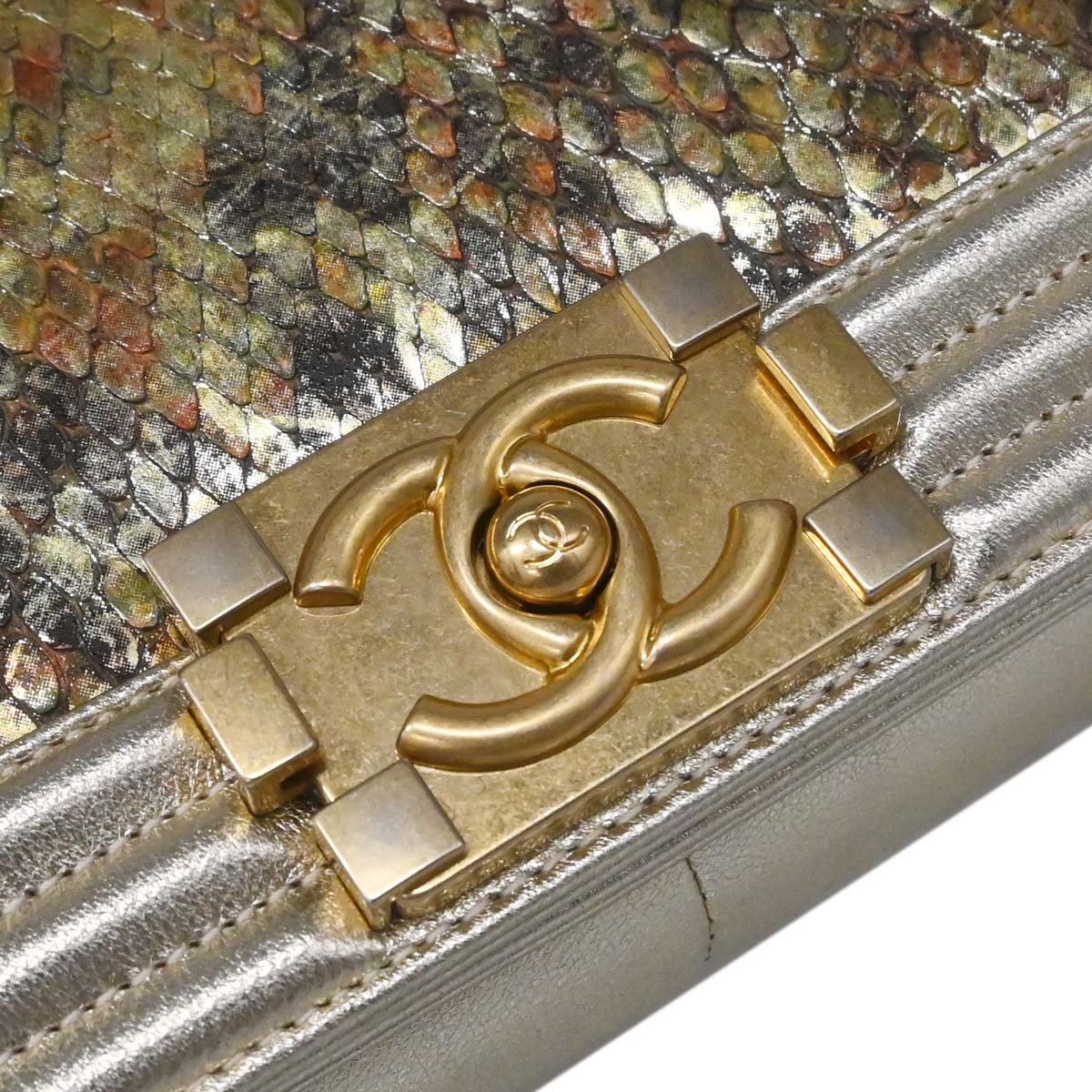 Boy Chanel 2017 * Gold Python Medium Shoulder Bag - Image 12
