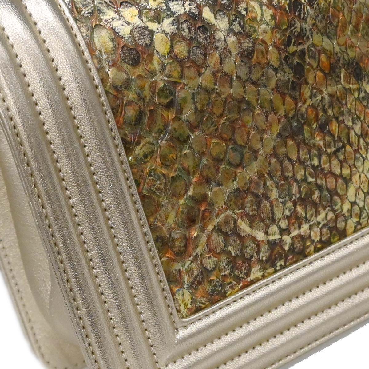 Boy Chanel 2017 * Gold Python Medium Shoulder Bag - Image 3