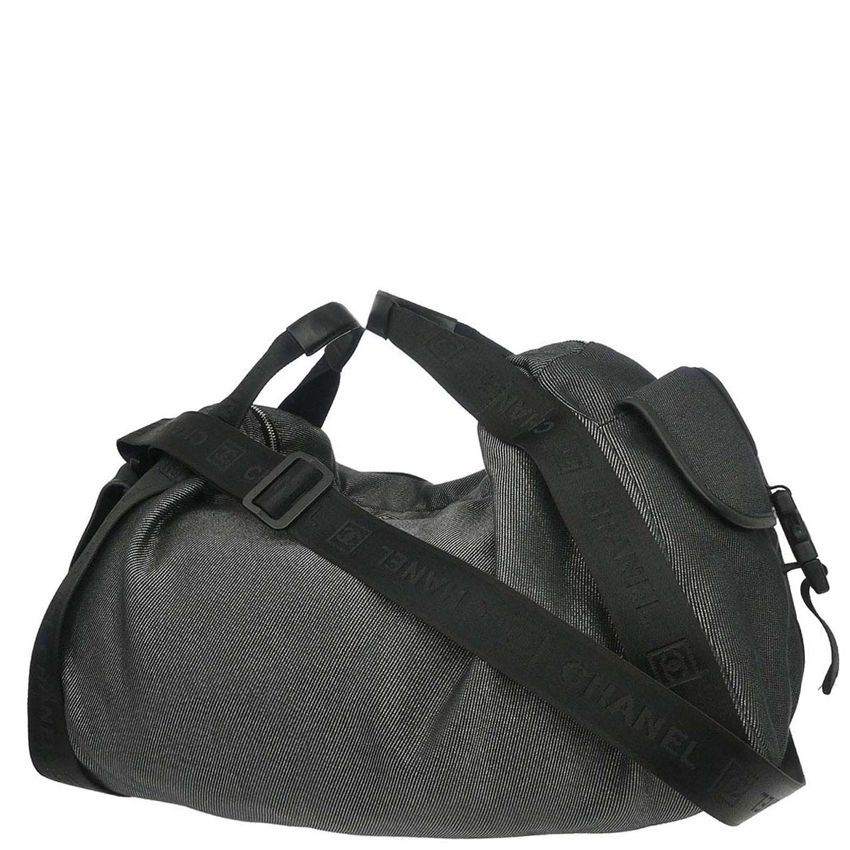 Chanel 2005-2006 Black Canvas Sport Line Duffle 2way Shoulder Handbag - Image 2