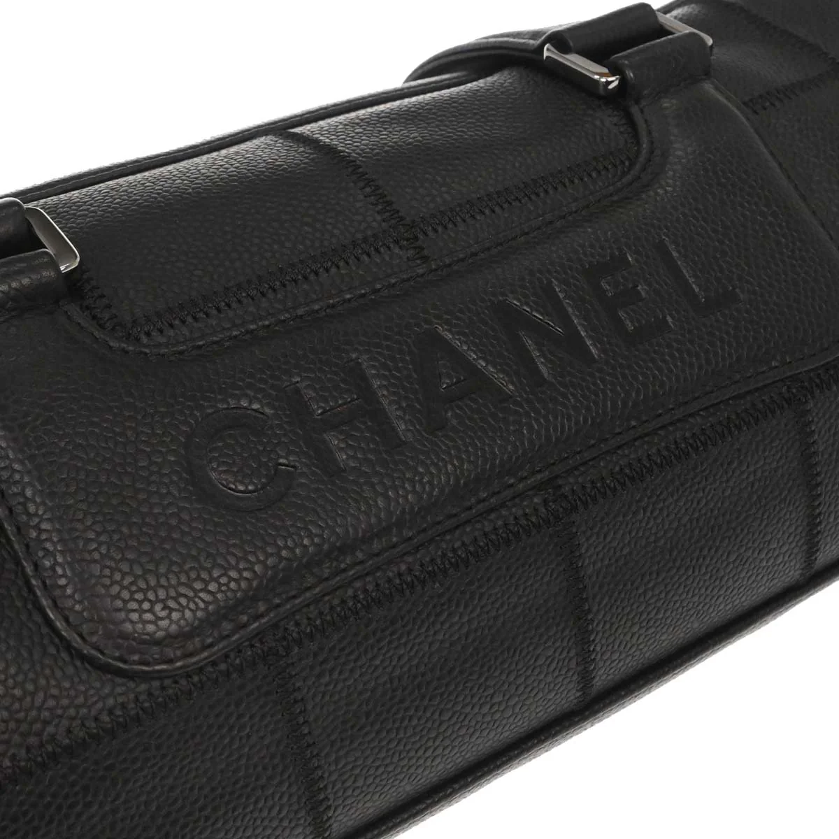 Chanel 2005-2006 Black Caviar Skin Choco Bar Handbag - Image 12