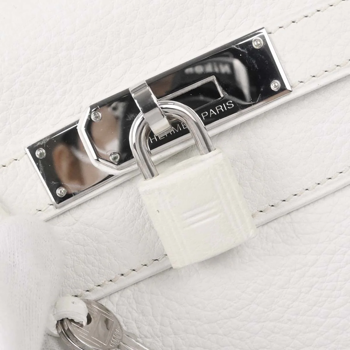 Hermes White Taurillon Clemence Kelly 32 Retourne 2way Shoulder Handbag - Image 16