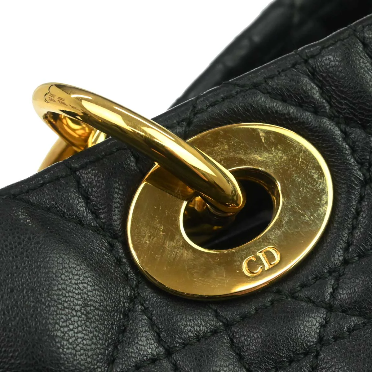 Christian Dior Black Lambskin Cannage Tote Handbag - Image 10
