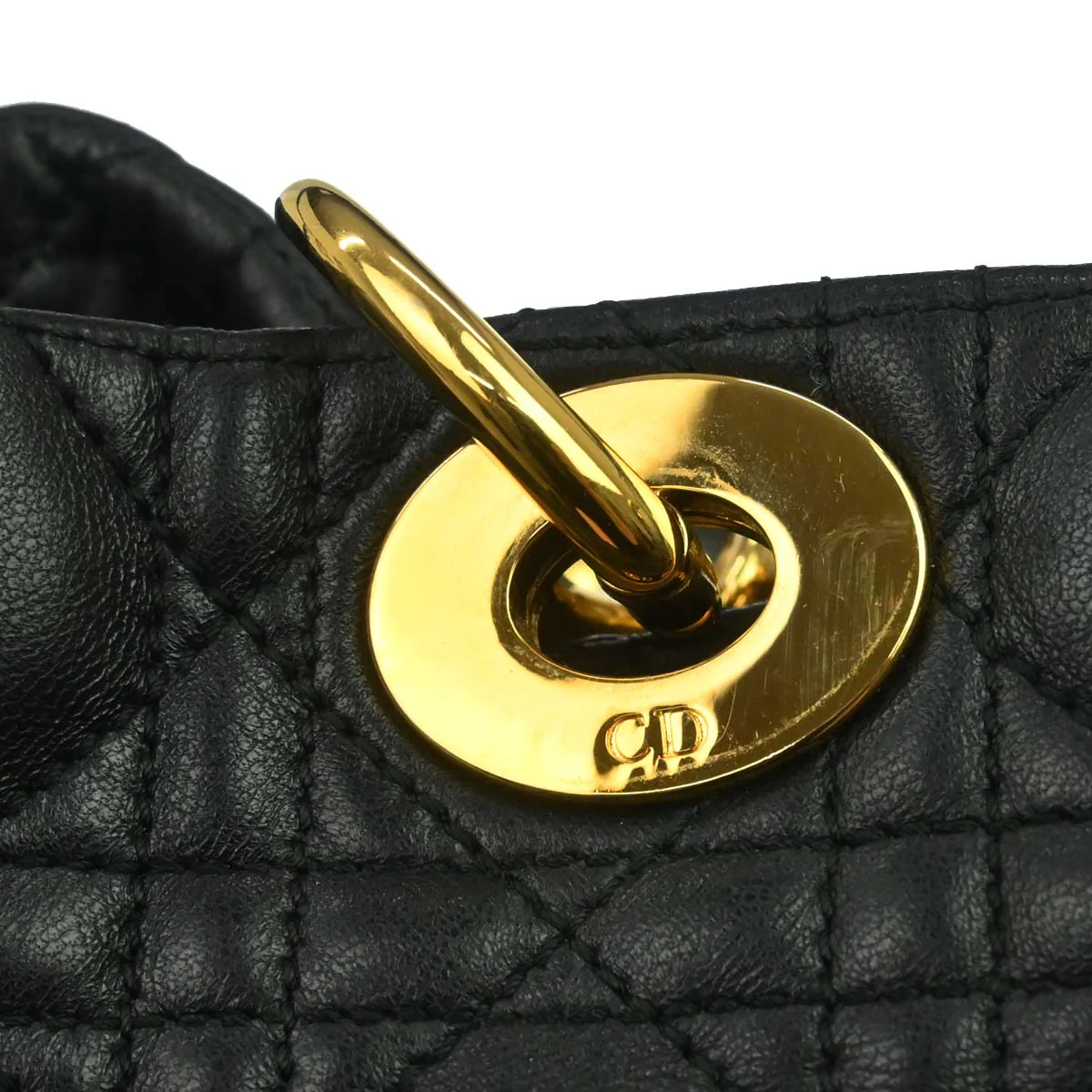 Christian Dior Black Lambskin Cannage Tote Handbag - Image 11