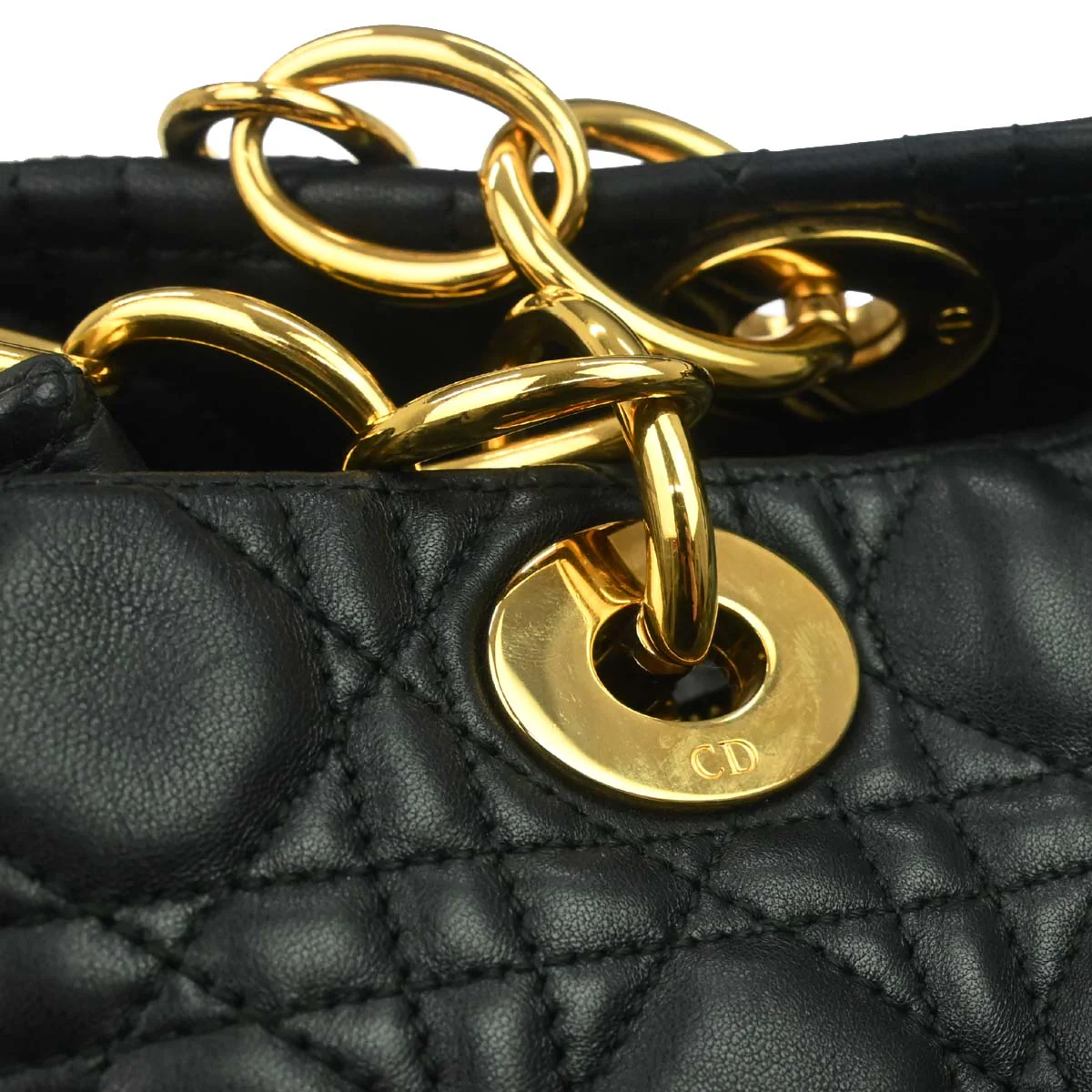 Christian Dior Black Lambskin Cannage Tote Handbag - Image 14