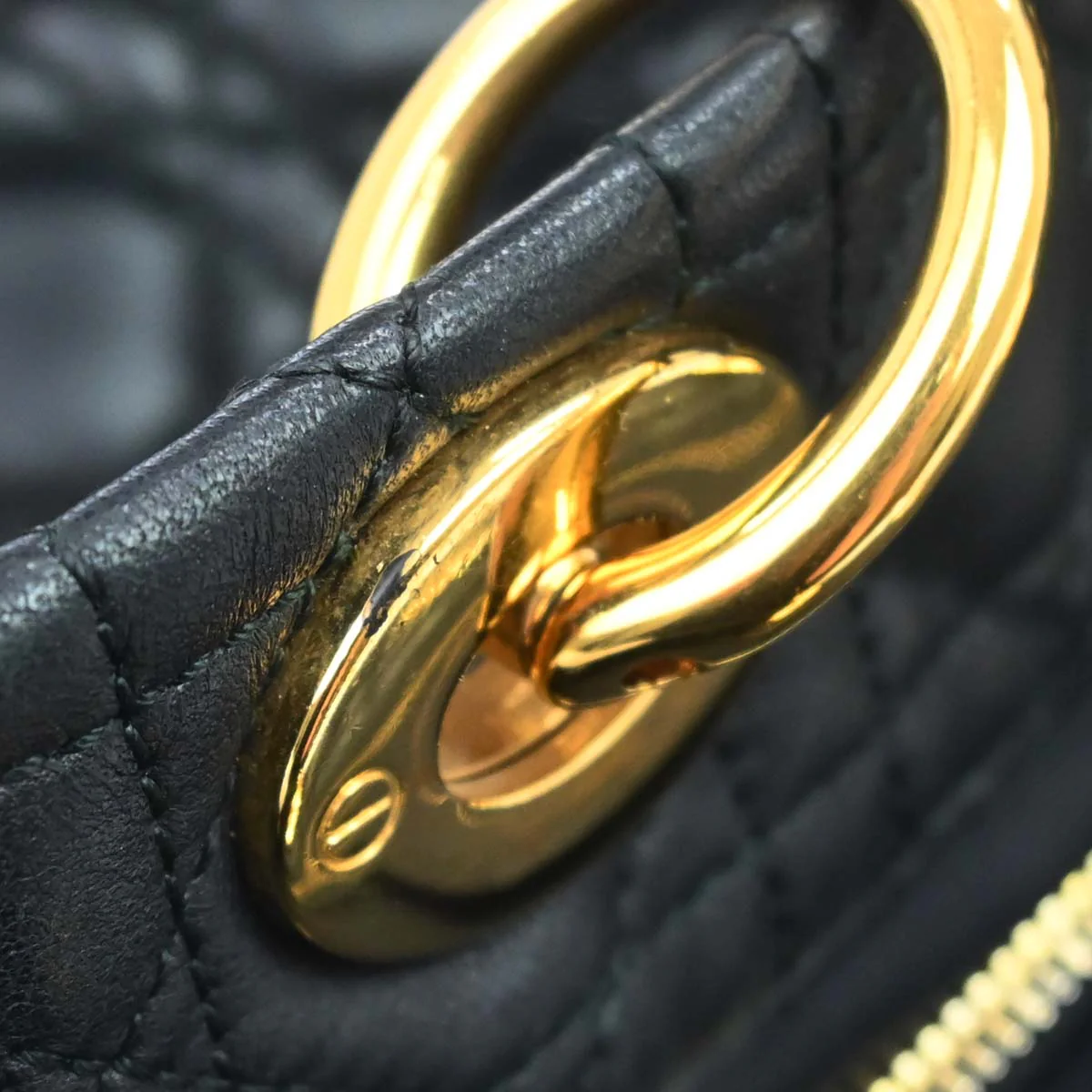 Christian Dior Black Lambskin Cannage Tote Handbag - Image 16