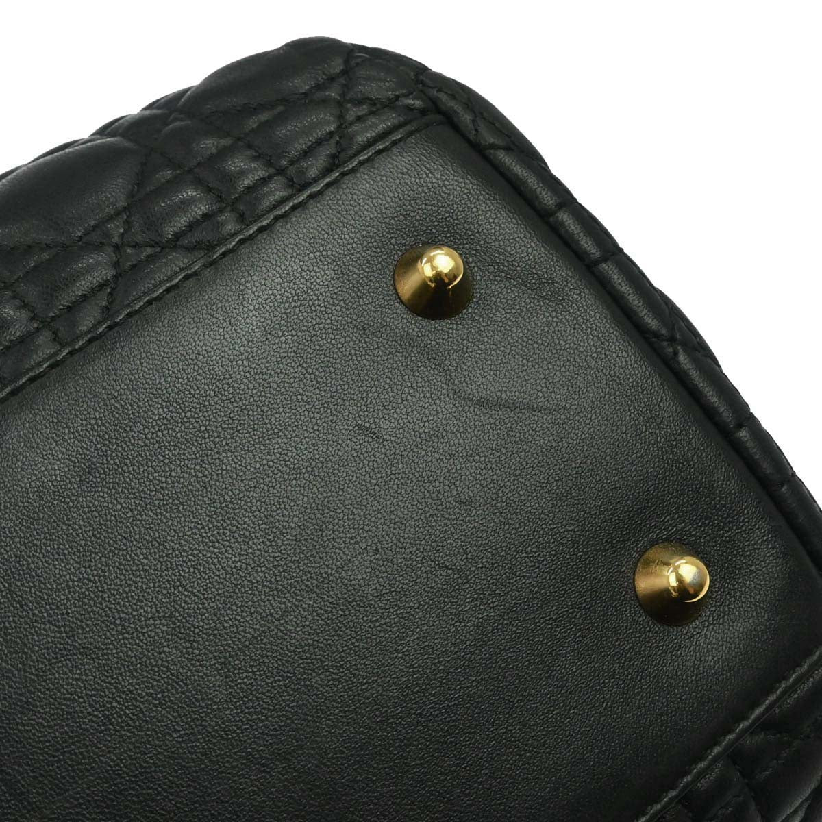 Christian Dior Black Lambskin Cannage Tote Handbag - Image 4