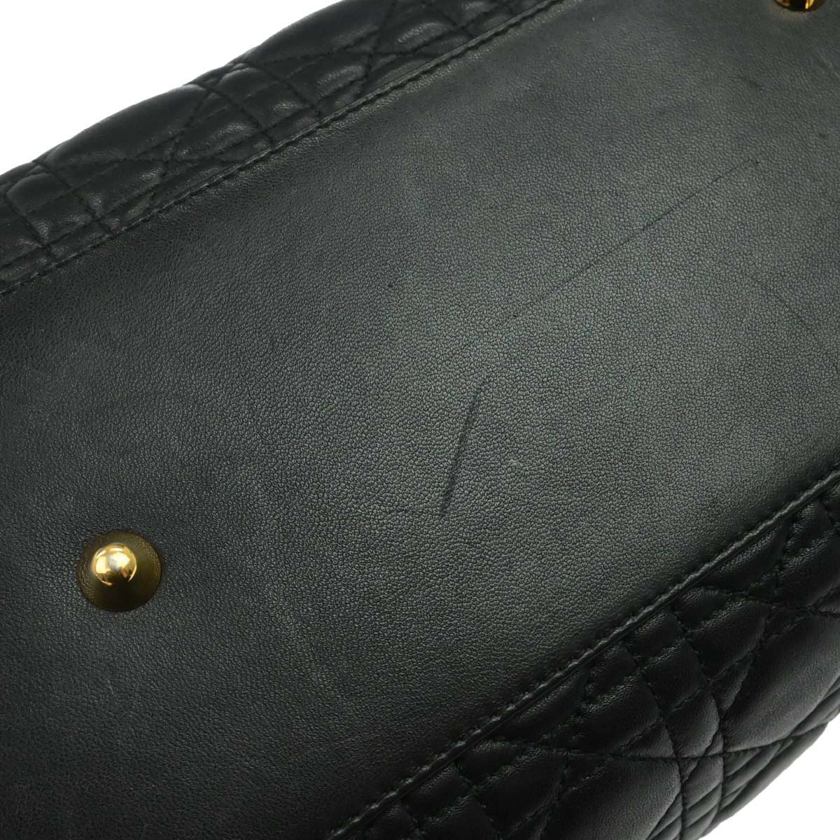 Christian Dior Black Lambskin Cannage Tote Handbag - Image 5
