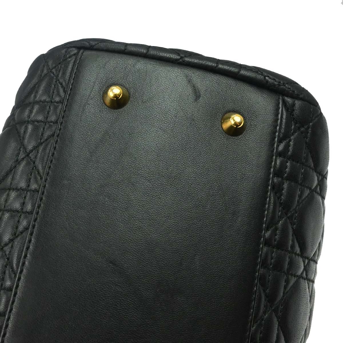 Christian Dior Black Lambskin Cannage Tote Handbag - Image 6