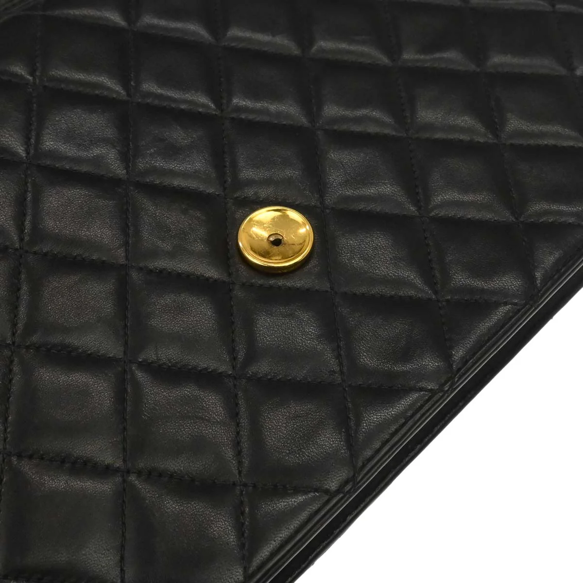 Chanel 1996-1997 Black Lambskin Pushlock Medium Half Flap Shoulder Bag - Image 10