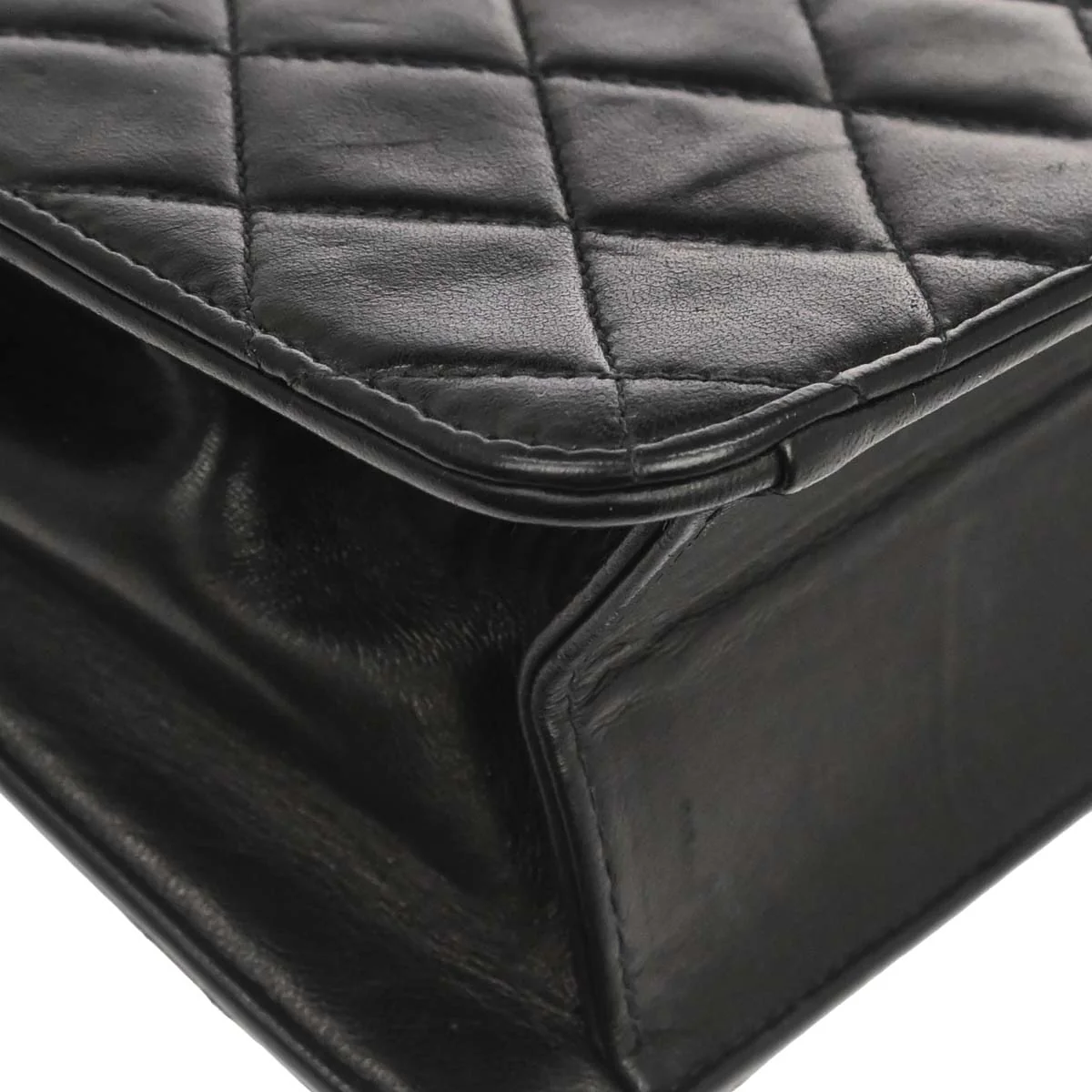 Chanel 1996-1997 Black Lambskin Pushlock Medium Half Flap Shoulder Bag - Image 4