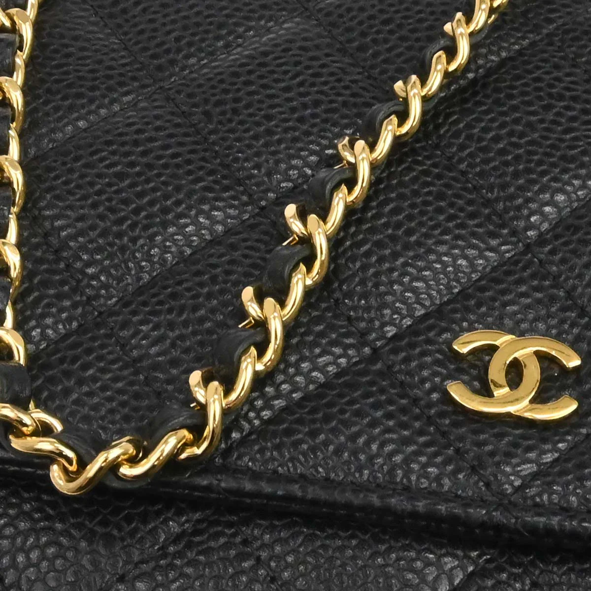 Chanel Black Caviar Classic WOC Wallet on Chain Bag - Image 11
