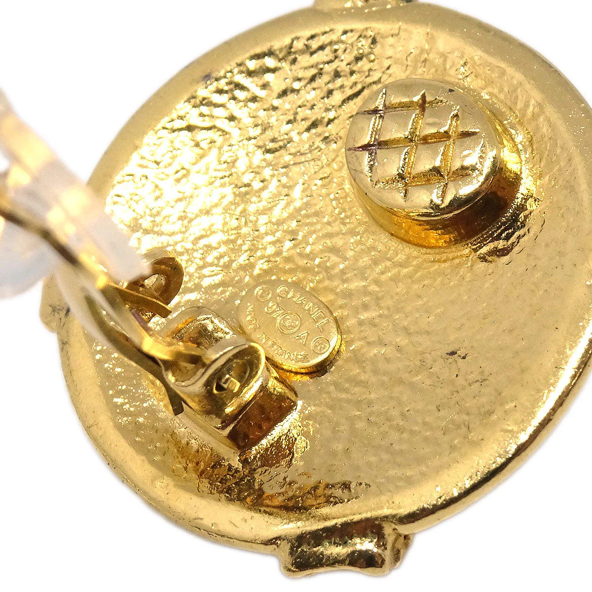 Chanel Button Clip-On Earrings Gold 97A - Image 4