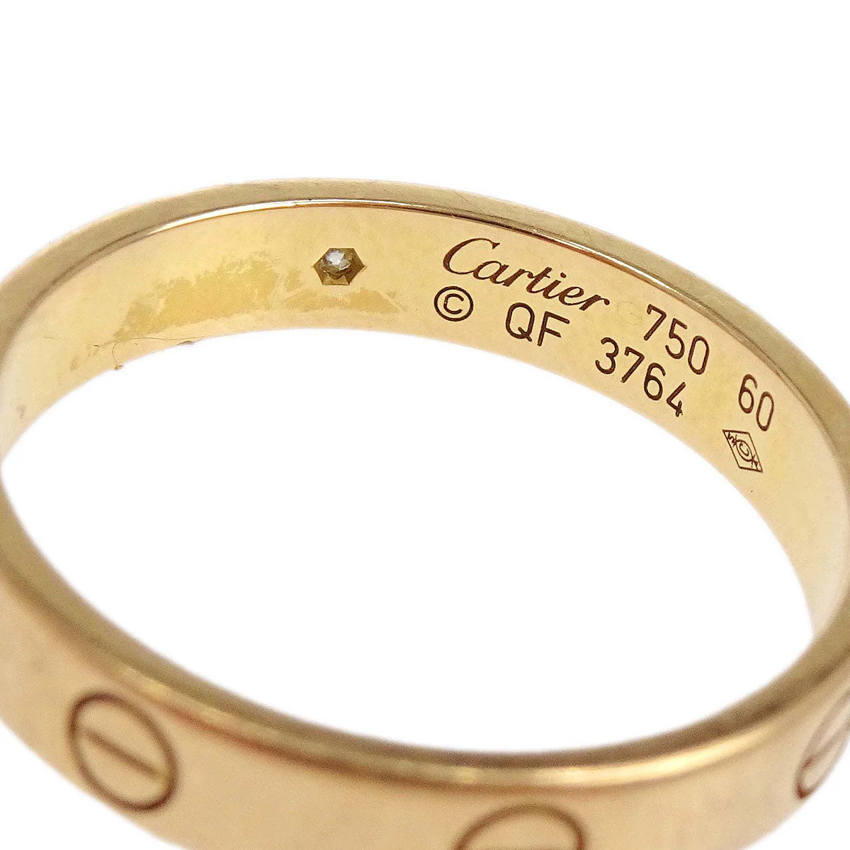 Cartier Mini Love Ring 750 QF3764 Diamond #60 #59 Jewelry - Image 4