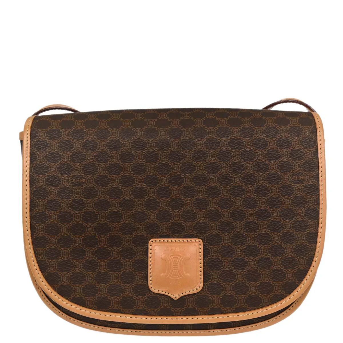 Celine Brown PVC Macadam Shoulder Bag