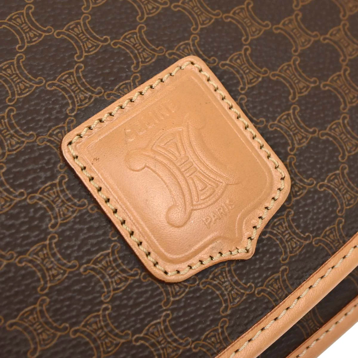 Celine Brown PVC Macadam Shoulder Bag - Image 16