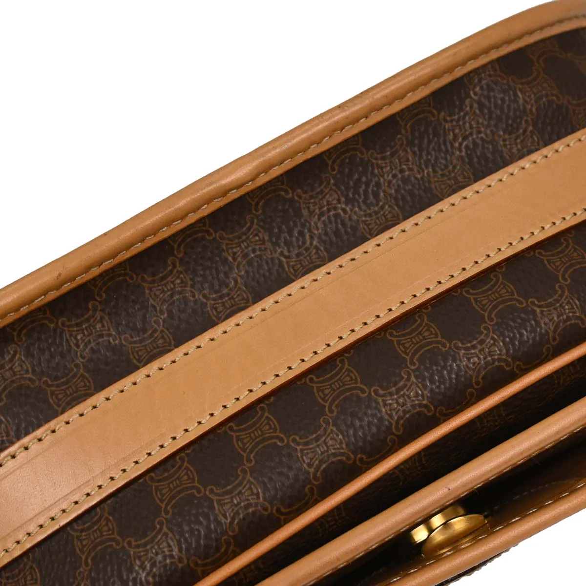 Celine Brown PVC Macadam Shoulder Bag - Image 3