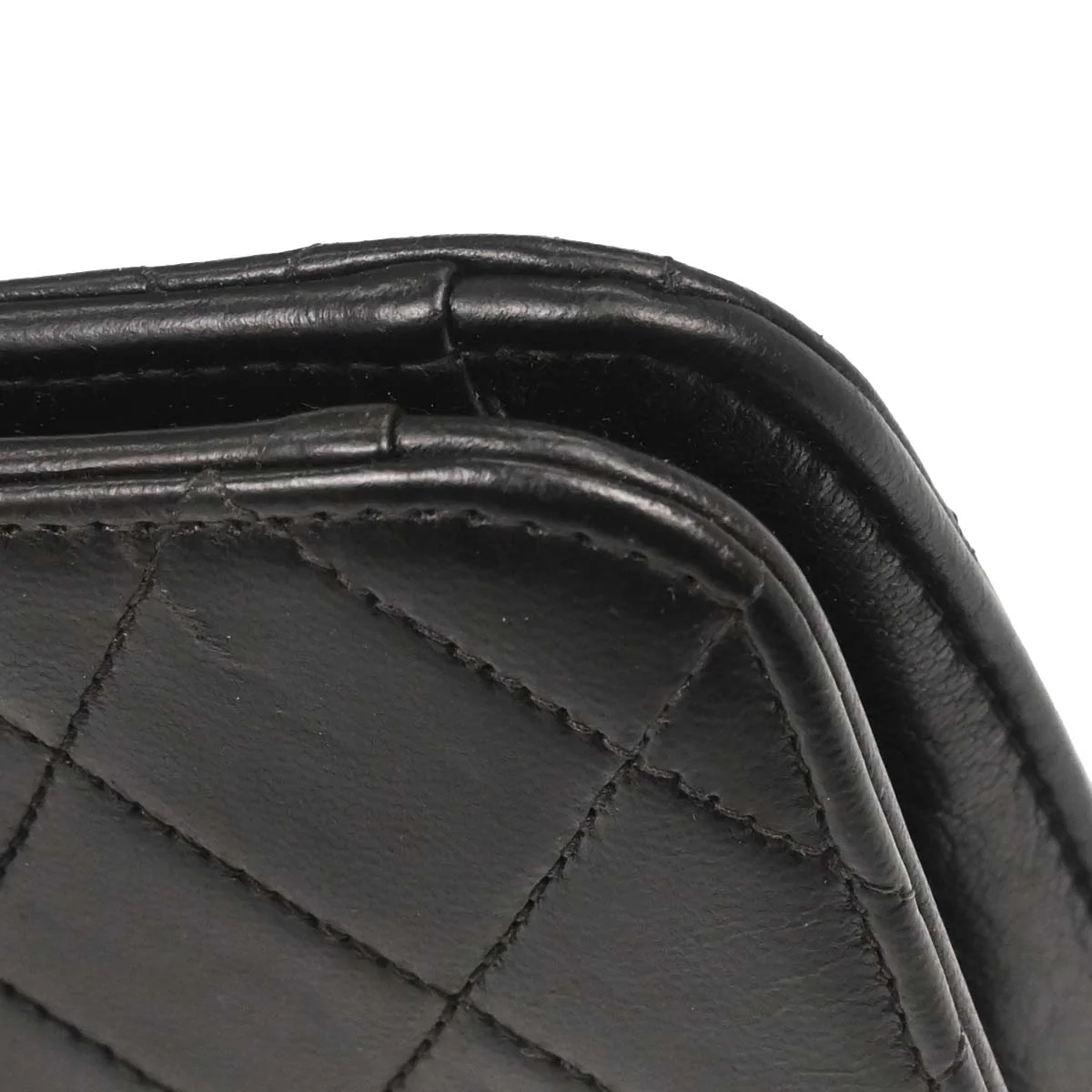Chanel 1997-1999 Black Lambskin Pushlock Medium Half Flap Shoulder Bag - Image 7