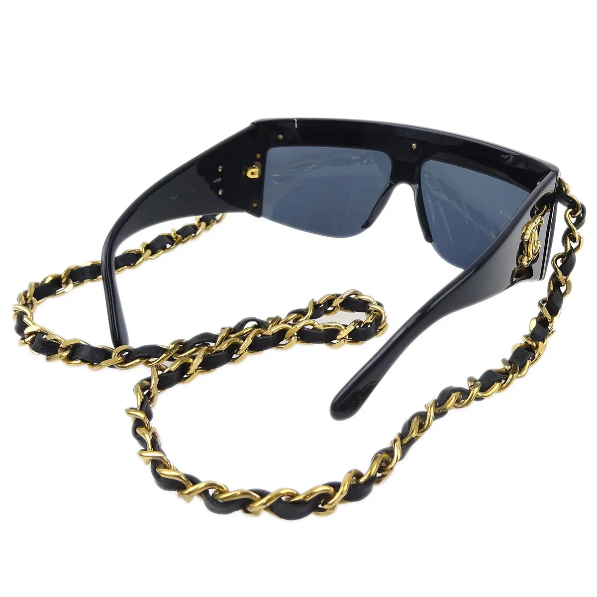 Chanel Chain Sunglasses Eyewear Black Small Good - Image 2