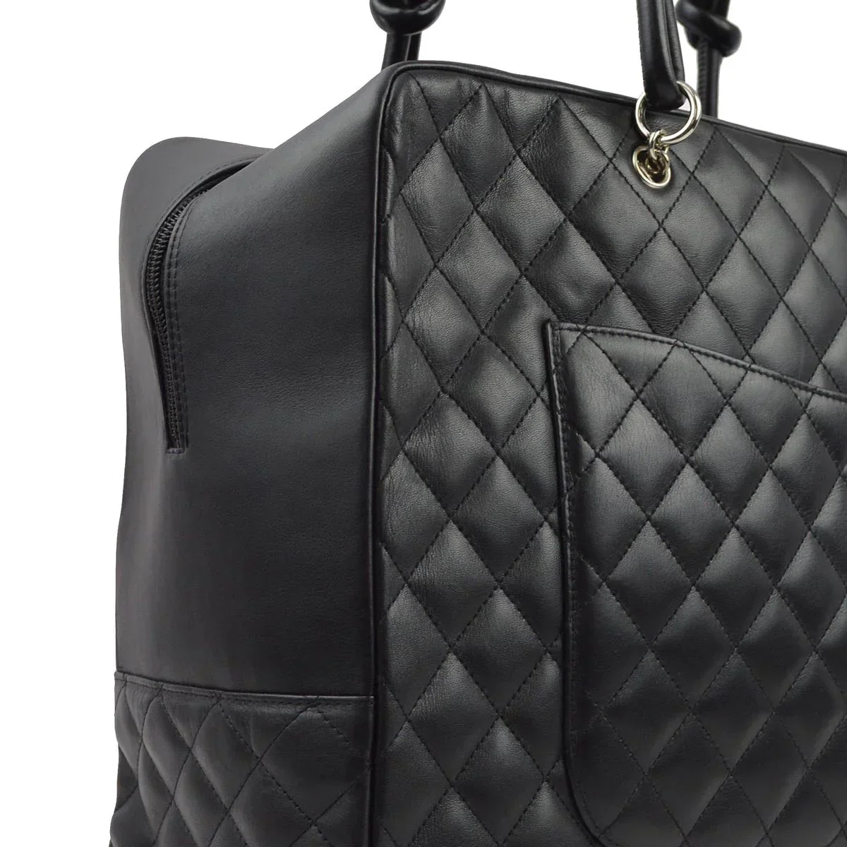 Chanel 2004-2005 Black Calfskin Cambon Ligne Handbag - Image 3