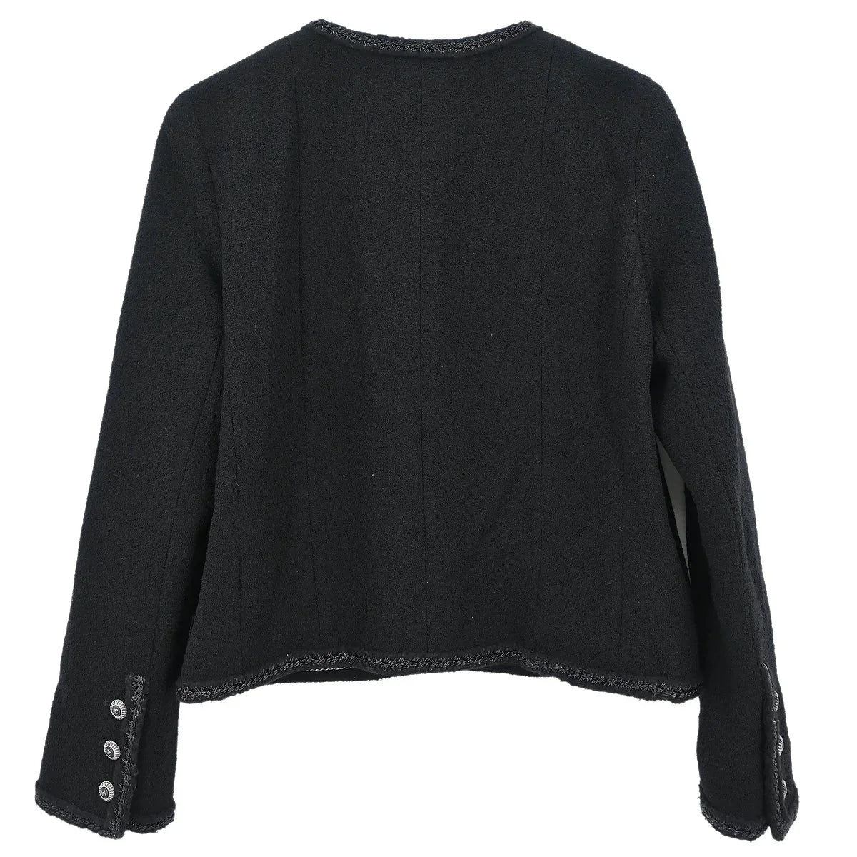 Chanel 2008 Single Breasted Collarless Jacket Black #38 - Image 2