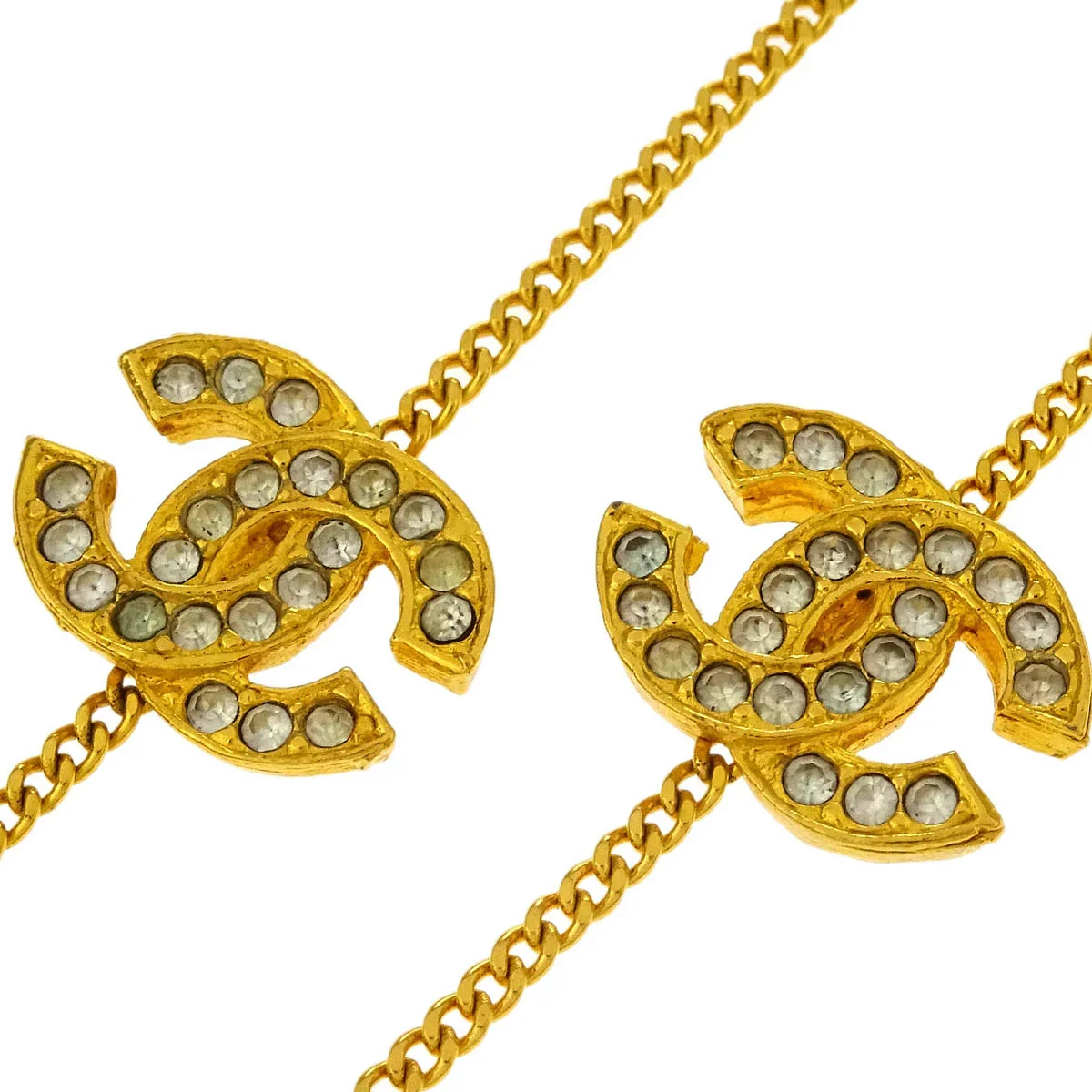 Chanel CC Chain Bracelet Gold Rhinestone 4022/1982 - Image 2
