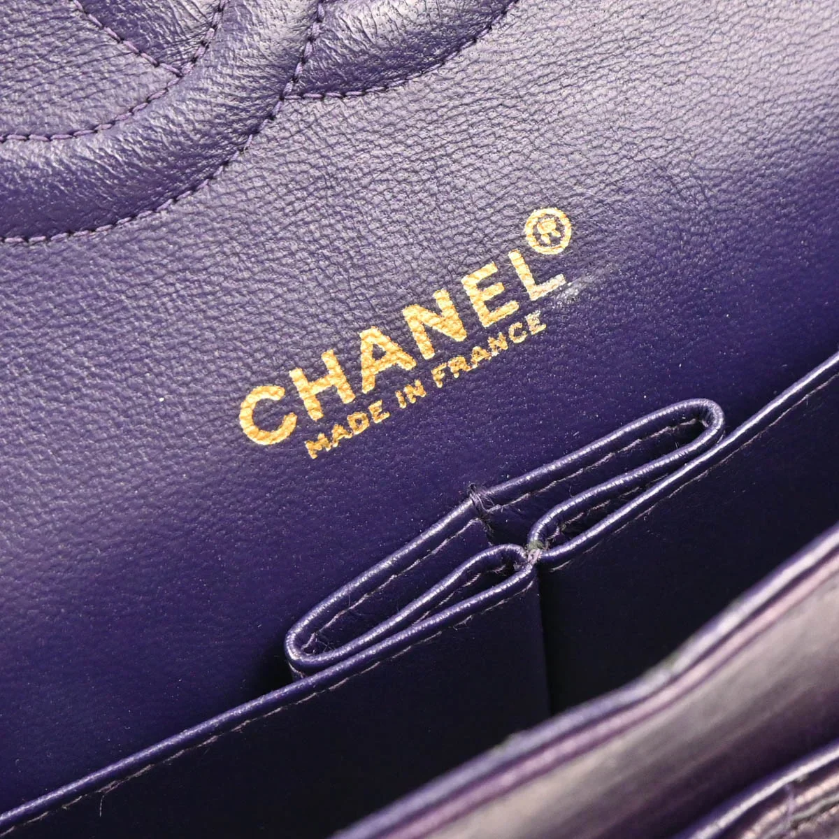 Chanel 2002-2003 Purple Lambskin Medium Classic Double Flap Shoulder Bag - Image 10