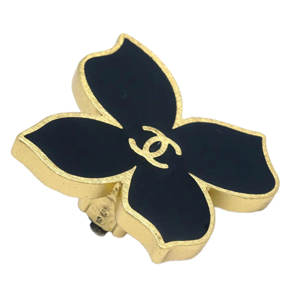Chanel Black Gold Earrings Clip-On 02S - Image 2