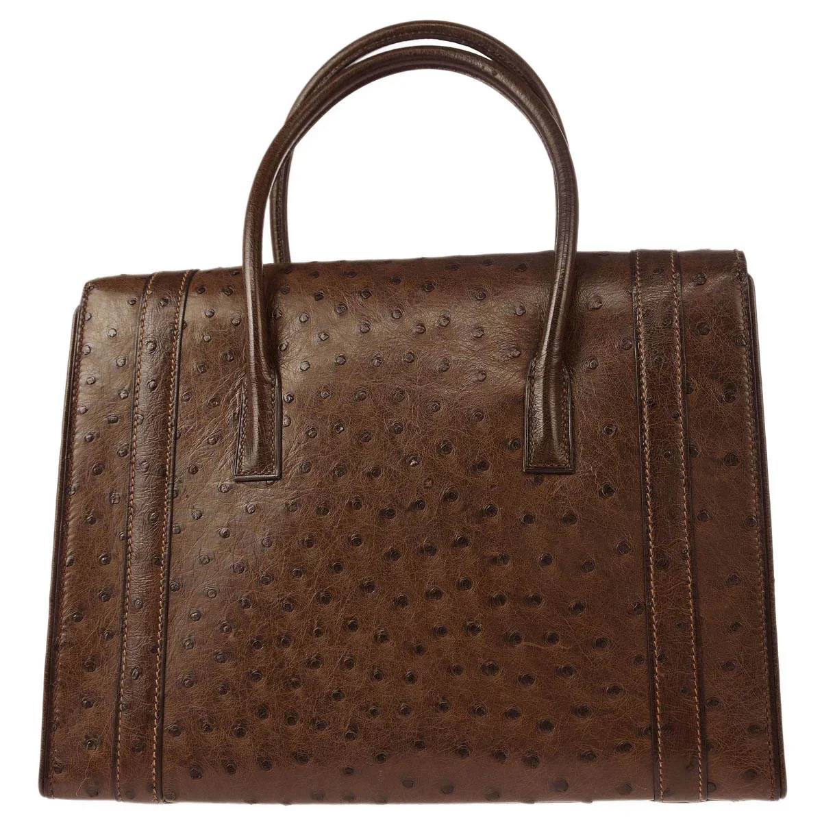 Hermes * Marron Fonce Ostrich Drag 27 Handbag - Image 2