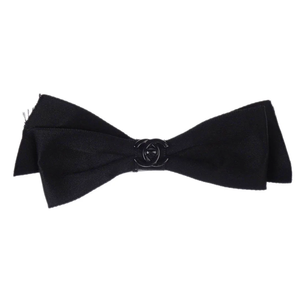 Chanel Turnlock Bow Satin Barrette Hair Accessories Black