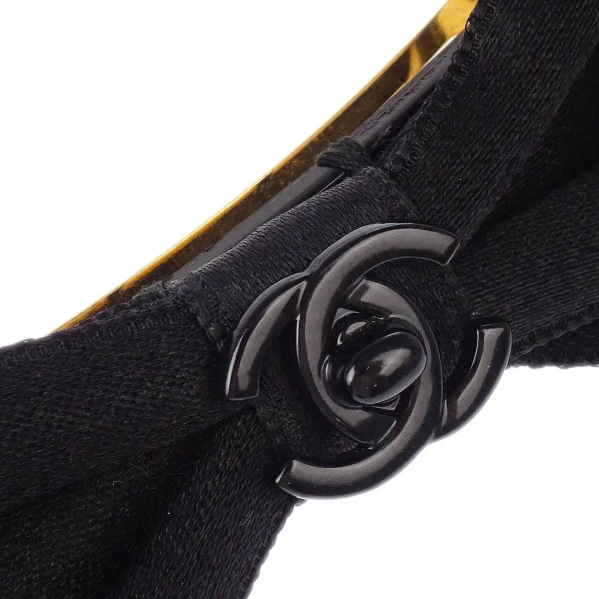 Chanel Turnlock Bow Satin Barrette Hair Accessories Black - Image 3