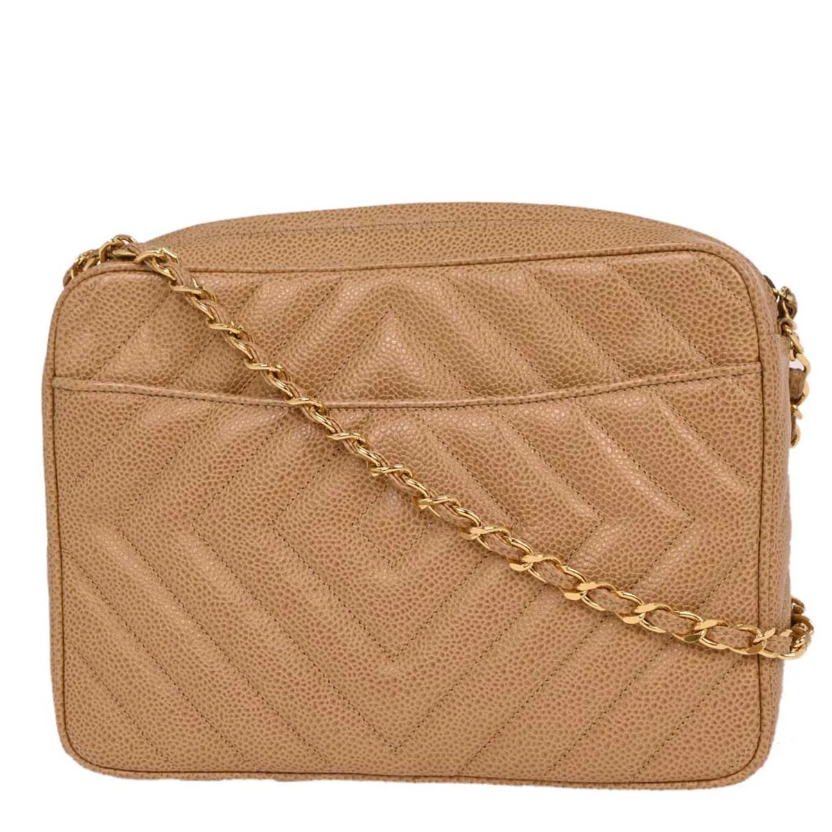 Chanel 1991-1994 Beige Caviar Camera Bag Small - Image 2