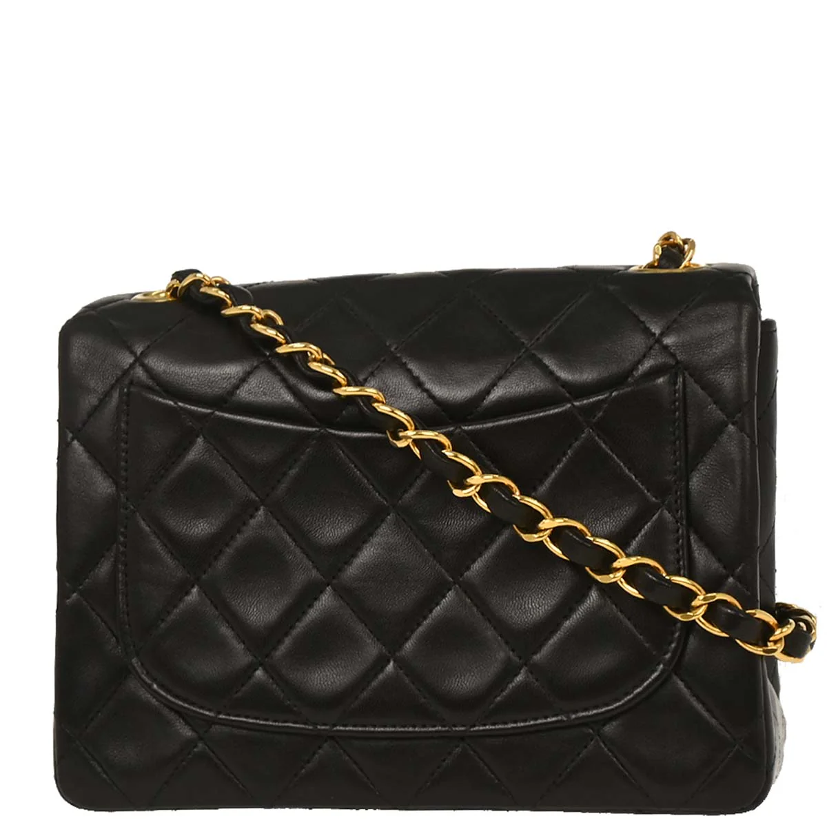 Chanel Black Lambskin Mini Classic Square Flap Shoulder Bag - Image 2