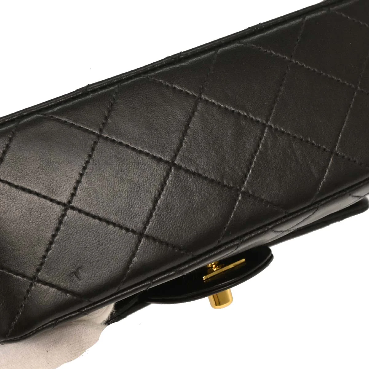 Chanel Black Lambskin Mini Classic Square Flap Shoulder Bag - Image 3