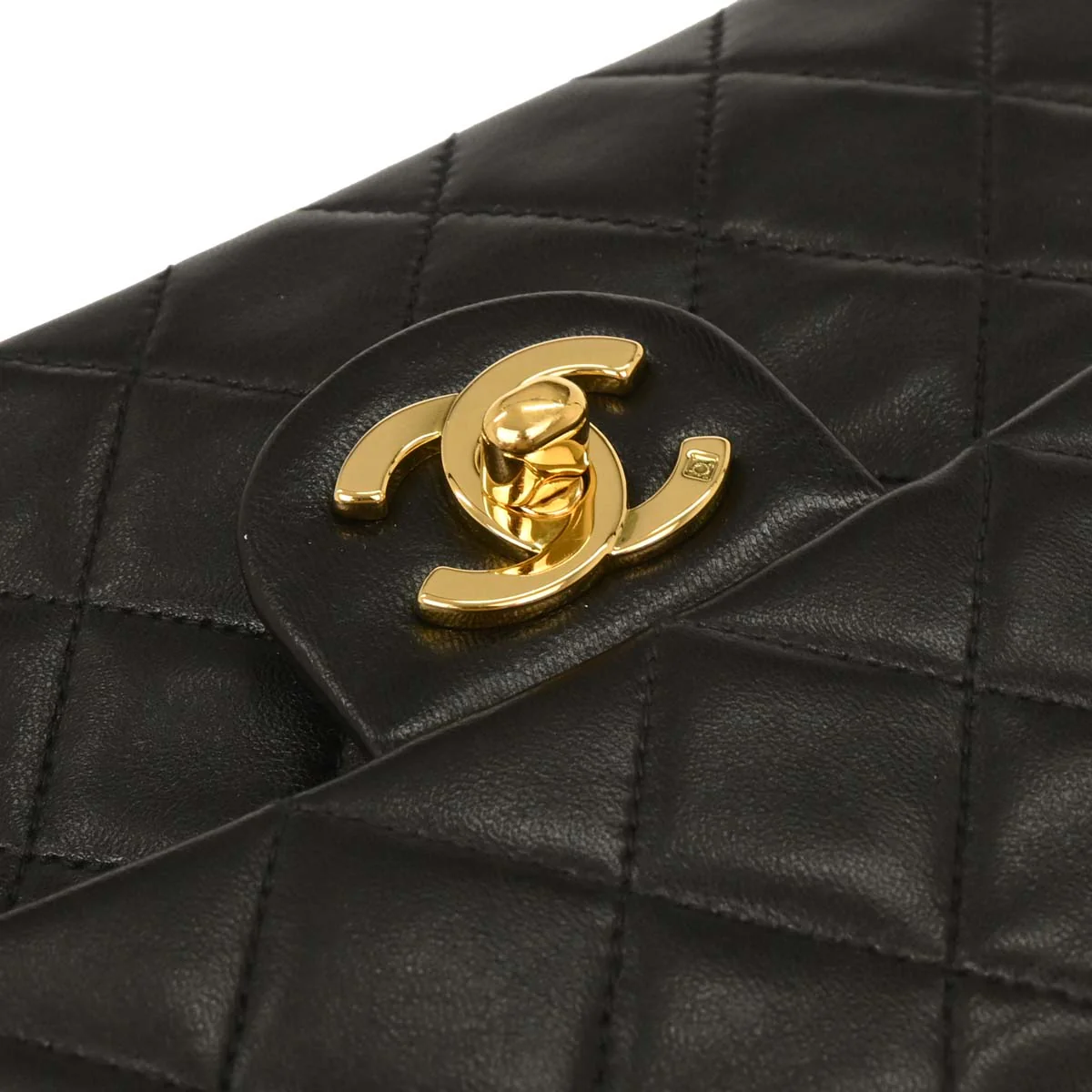 Chanel Black Lambskin Mini Classic Square Flap Shoulder Bag - Image 5