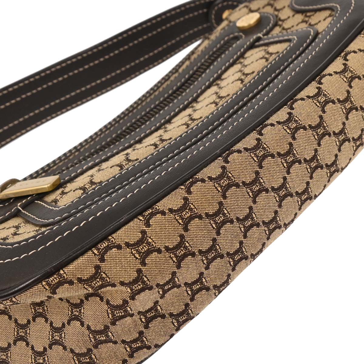 Celine Brown Canvas Macadam Handbag - Image 4