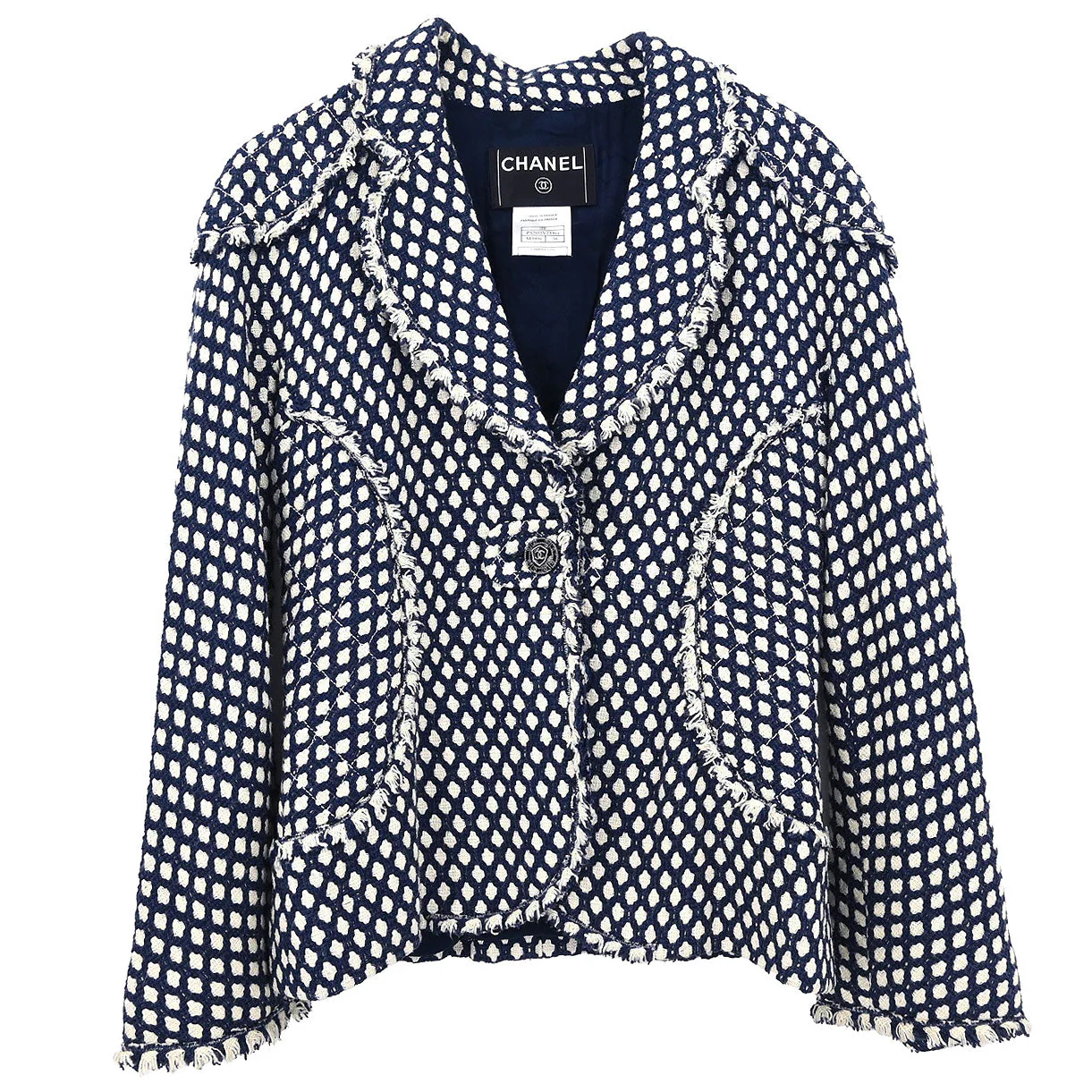 Chanel Single Breasted Jacket Navy #38