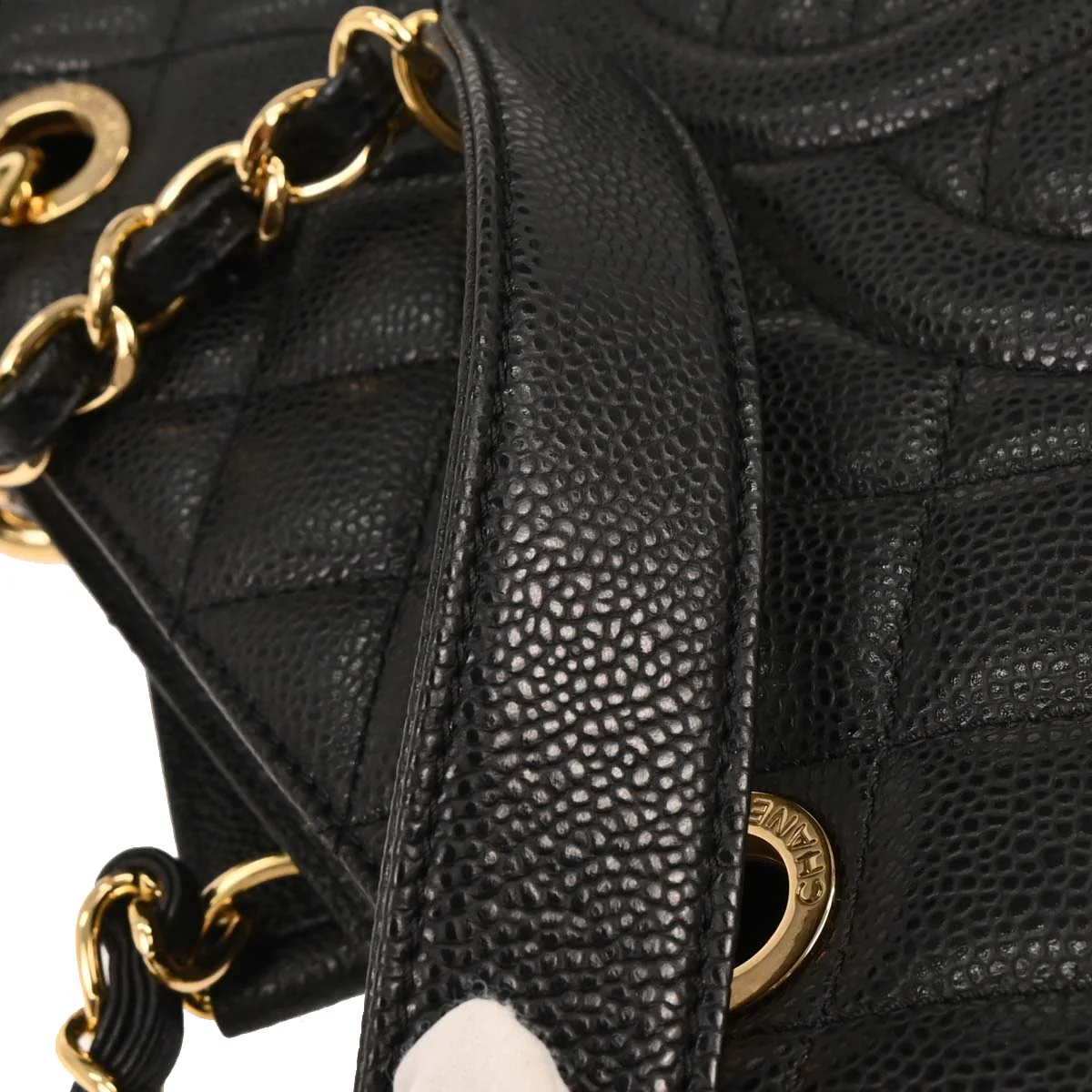 Chanel Black Caviar Grand Shopping Tote GST Chain Handbag - Image 6