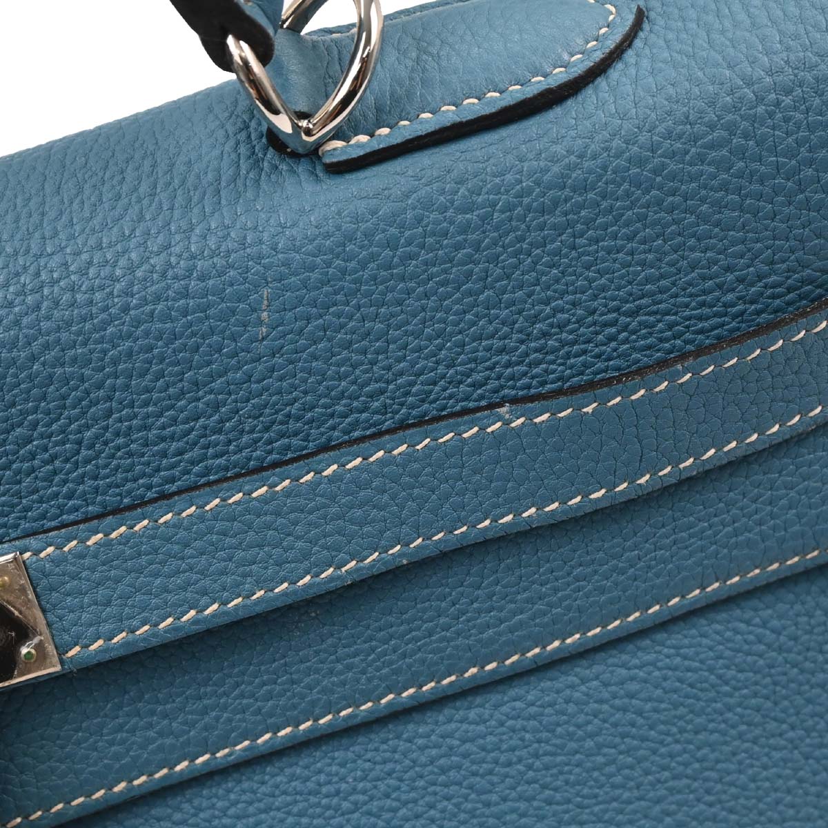 Hermes Blue Jean Togo Kelly 35 Retourne 2way Shoulder Handbag - Image 7