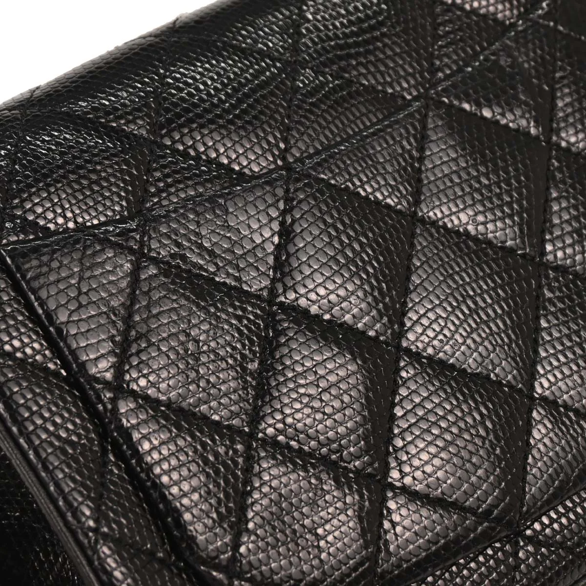 Chanel 1991-1994 * Black Lizard Mini Classic Square Flap Shoulder Bag - Image 4