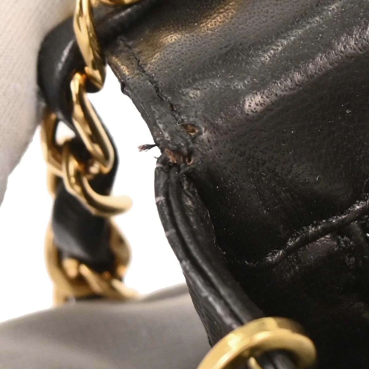 Chanel 1991-1994 * Black Lizard Mini Classic Square Flap Shoulder Bag - Image 8