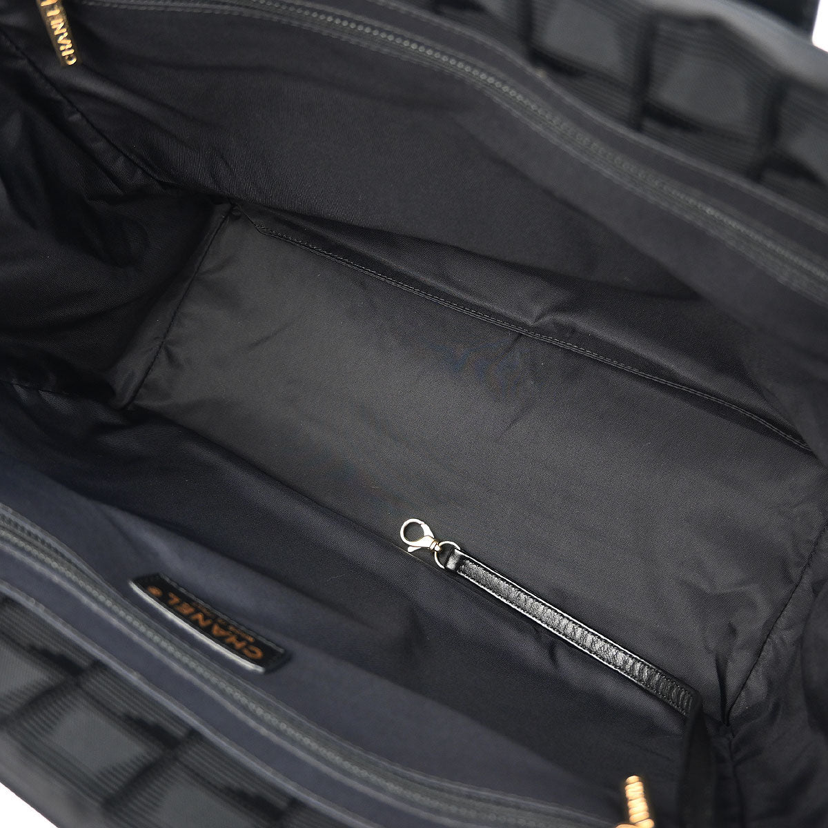 Chanel 2008-2009 Black Jacquard Nylon New Travel Line Tote Handbag - Image 7