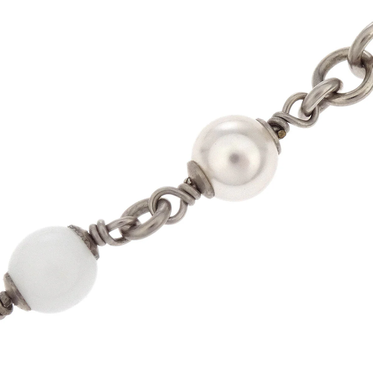 Chanel CC Chain Bracelet Silver Costume Pearl C19C - Image 3
