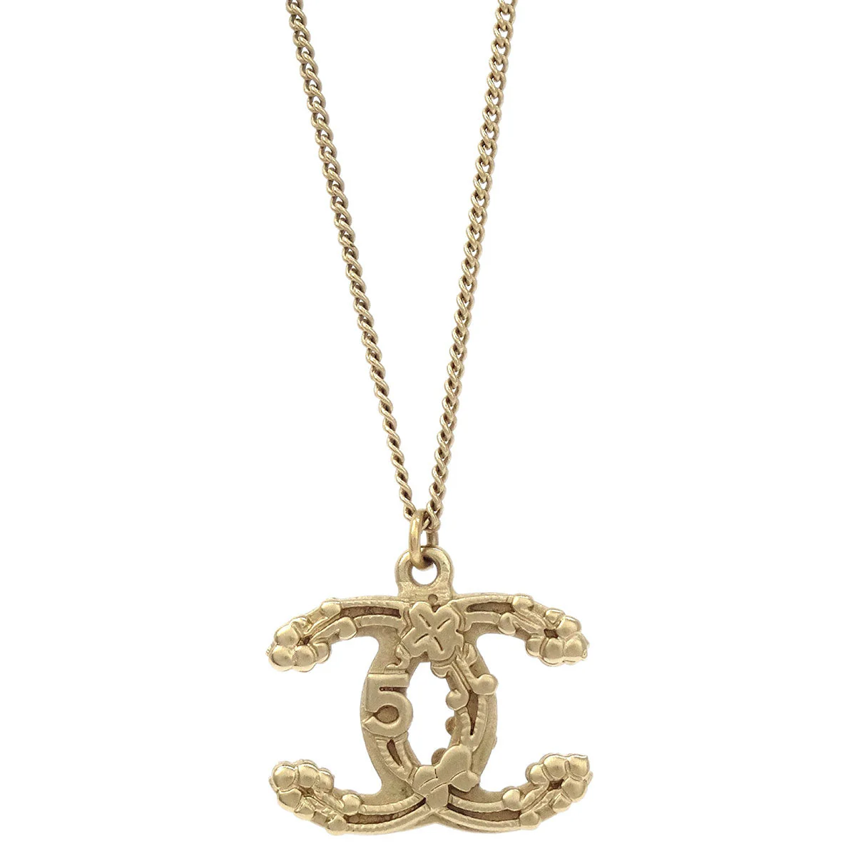 Chanel CC Chain Necklace Pendant Gold 06P