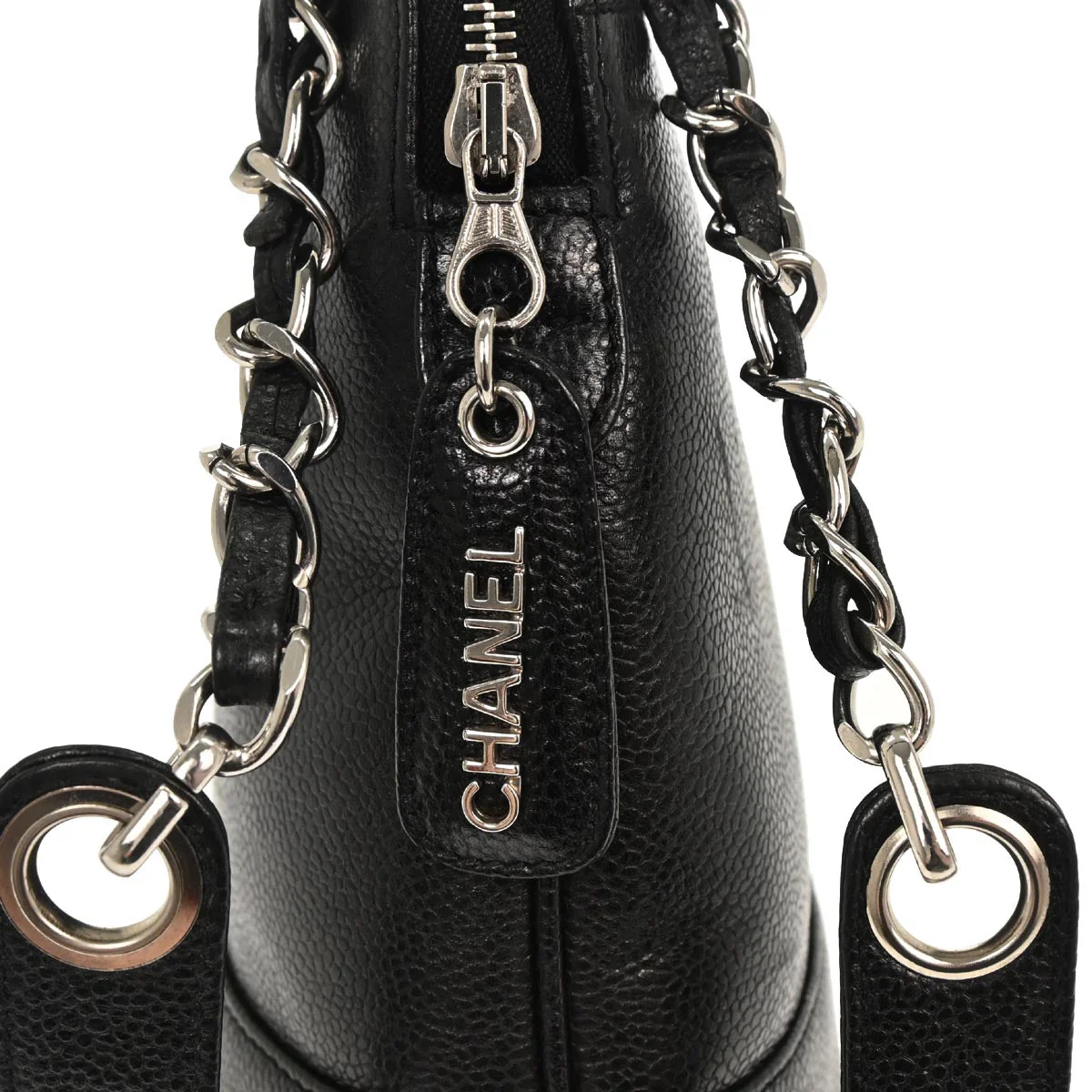 Chanel Black Caviar Skin Shoulder Tote Bag - Image 10