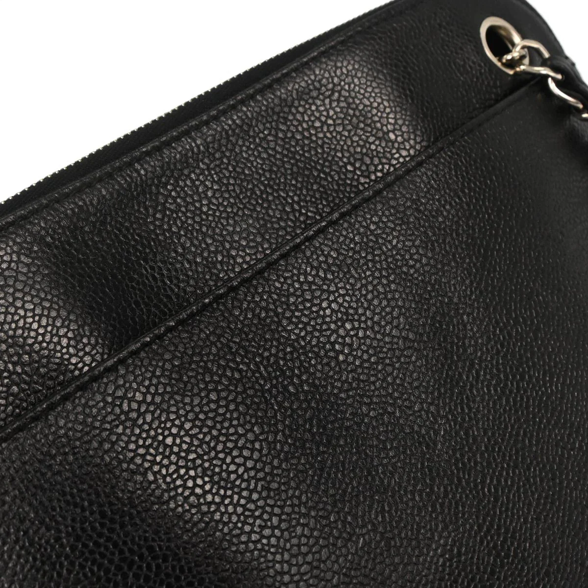 Chanel Black Caviar Skin Shoulder Tote Bag - Image 11