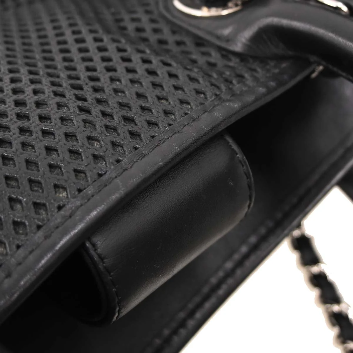 Chanel 2012-2013 Black Perforated Calfskin Up In The Air Tote 2way Shoulder Chain Handbag - Image 18