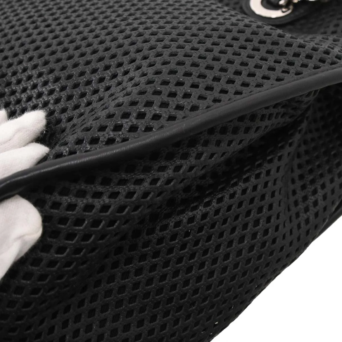 Chanel 2012-2013 Black Perforated Calfskin Up In The Air Tote 2way Shoulder Chain Handbag - Image 7