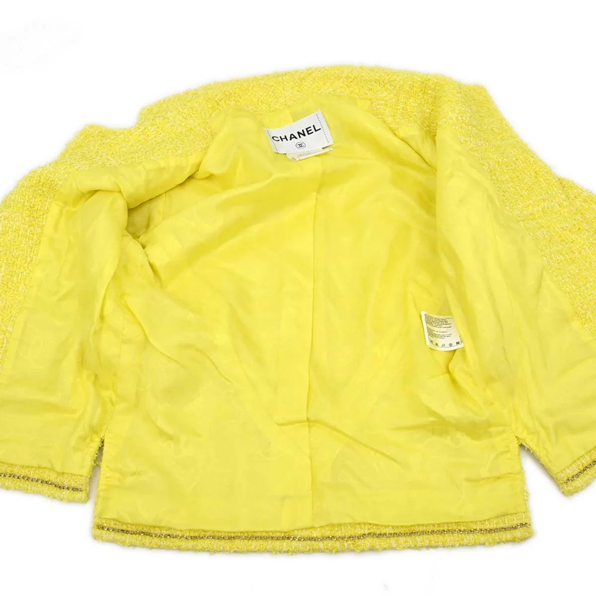 Chanel 2011-2012 Single Breasted Jacket Tweed Yellow #36 - Image 13