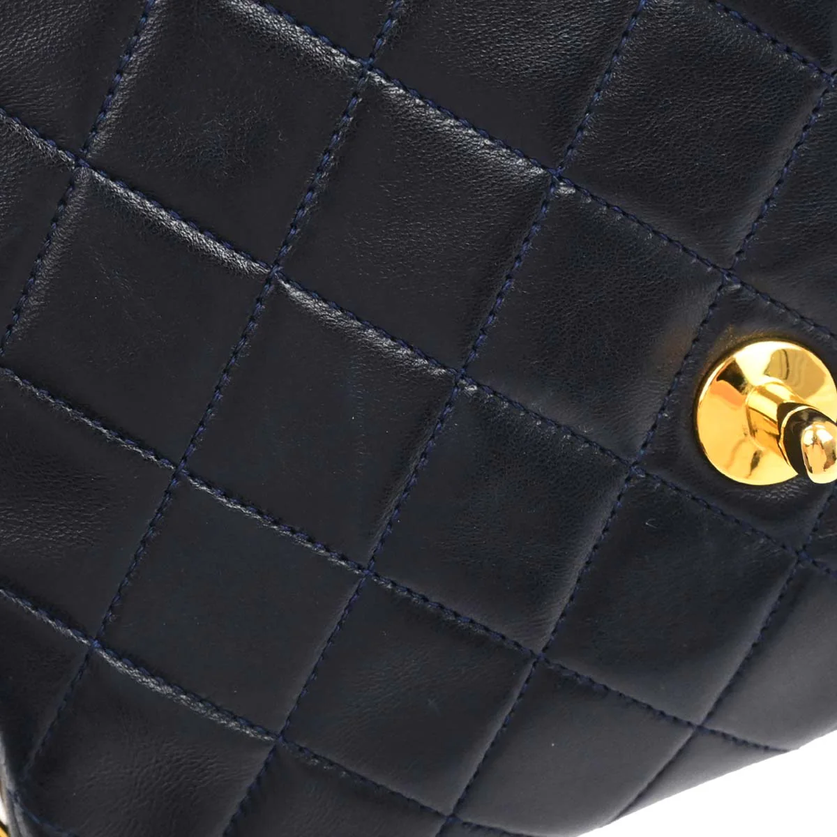 Chanel Navy Lambskin Classic Square Flap Shoulder Bag 20 - Image 14